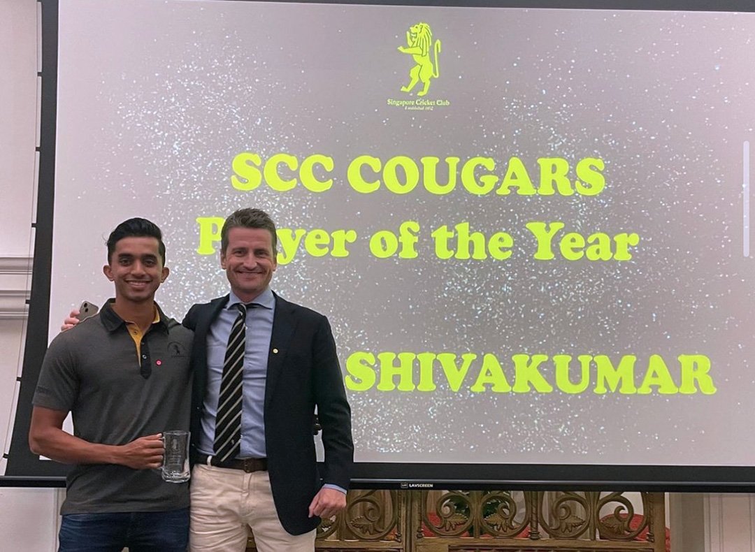 Chirag Sivakumar, ESD Senior, awarded Player of the Year award for 2022 by Singapore Cricket Club